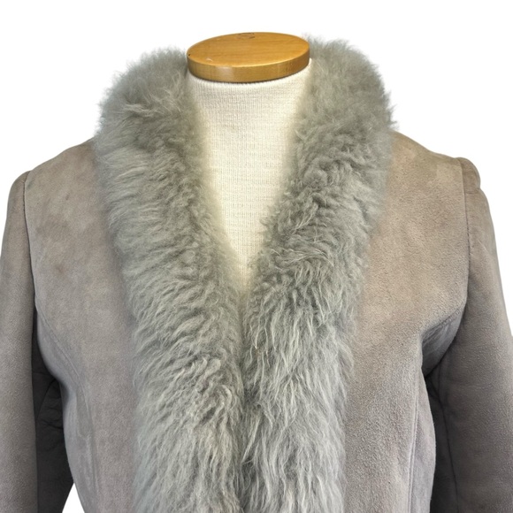 Skinny’s Hideout Vintage New Zealand Shearling Wool Gray Coat Women’s Small - Picture 5 of 15